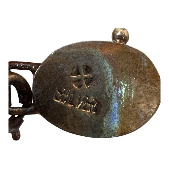 Vintage Green Jade Silver Gold Vermeil Elegant Bar Link Bracelet Luxury Jewelry - Picture 6 of 7